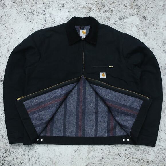 Vintage Carhartt J001 BLK Black Detroit Jacket Size XL Tall - Picture 2 of 16